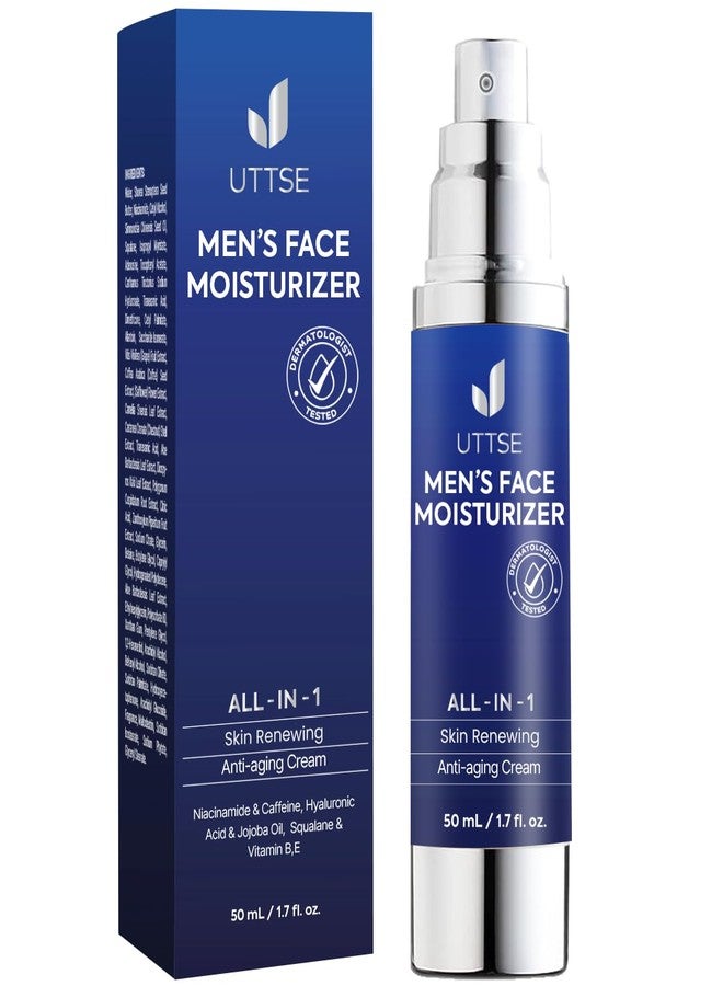 Uttse 6-in-1 Face Cream for Men: Anti Aging & Wrinkle Cream for Men with Collagen, Hyaluronic Acid, Vitamins E & B, Shea Butter - Dark Spots Remover & Eye Bags Treatment - 1.7 oz. - Image 1